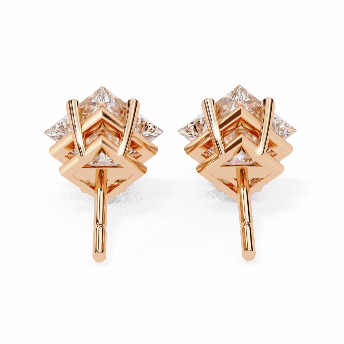2.5 Carat Princess Solitaire Earrings in Moissanite | House of Estara