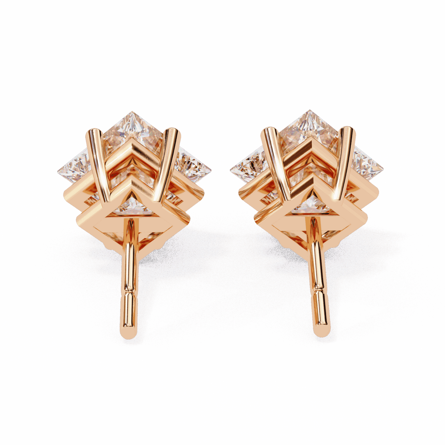 2.5 Carat Princess Solitaire Earrings in Moissanite | House of Estara