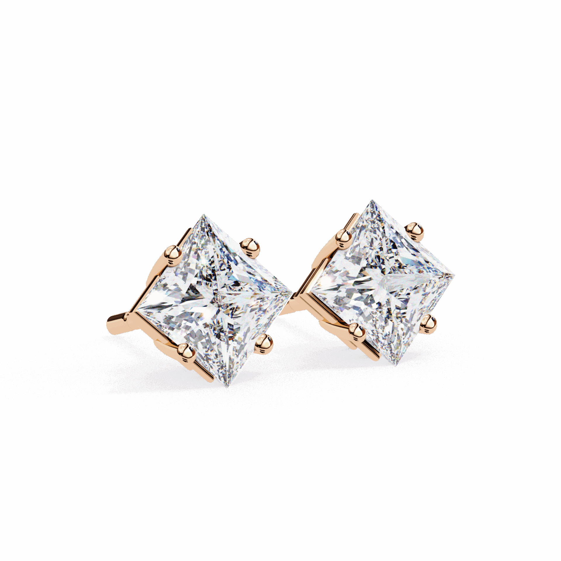 2.5 Carat Princess Solitaire Earrings in Moissanite | House of Estara