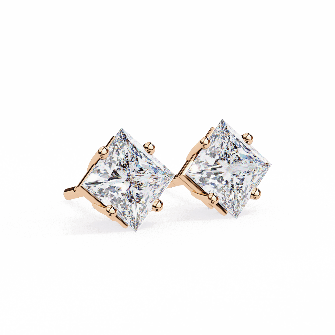 2.5 Carat Princess Solitaire Earrings in Moissanite | House of Estara