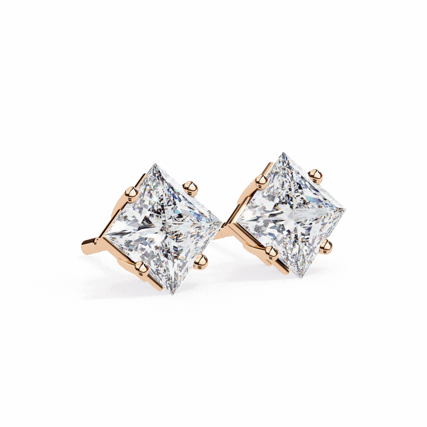 2.5 Carat Princess Solitaire Earrings in Moissanite | House of Estara