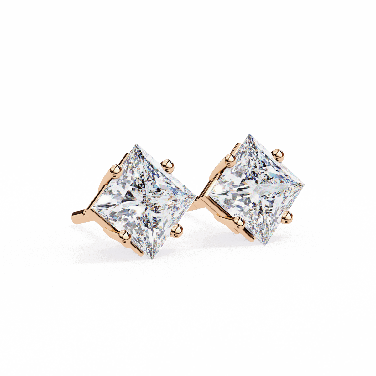 2.5 Carat Princess Solitaire Earrings in Moissanite | House of Estara