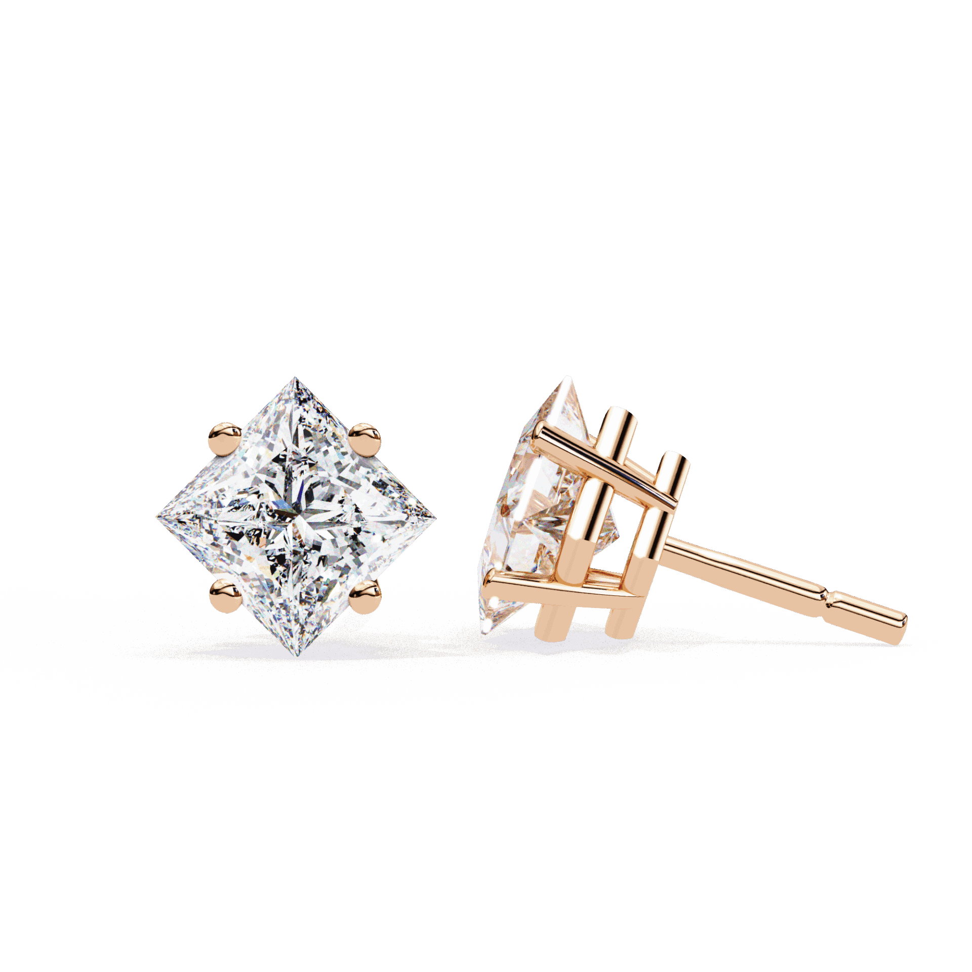 2.5 Carat Princess Solitaire Earrings in Moissanite | House of Estara