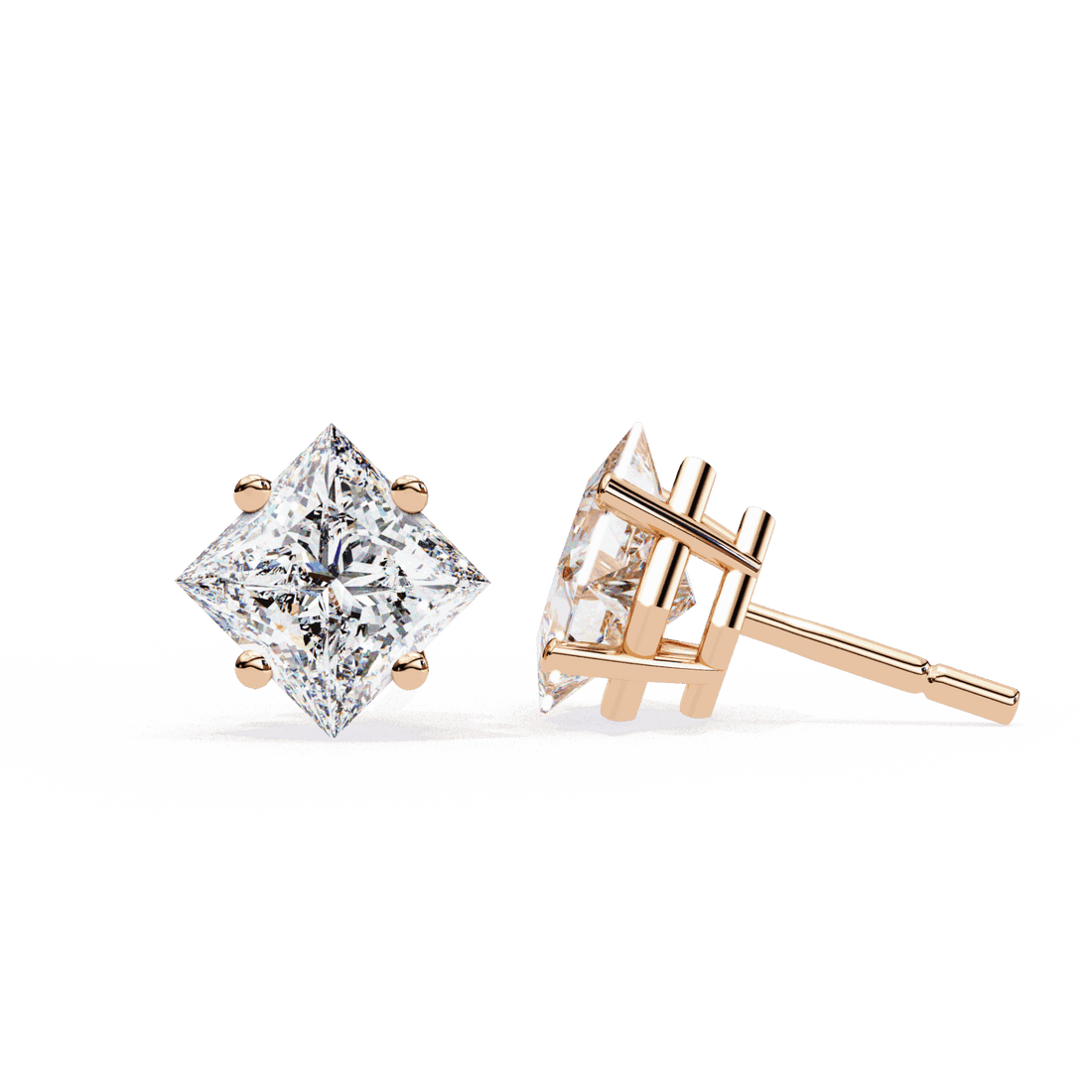 2.5 Carat Princess Solitaire Earrings in Moissanite | House of Estara