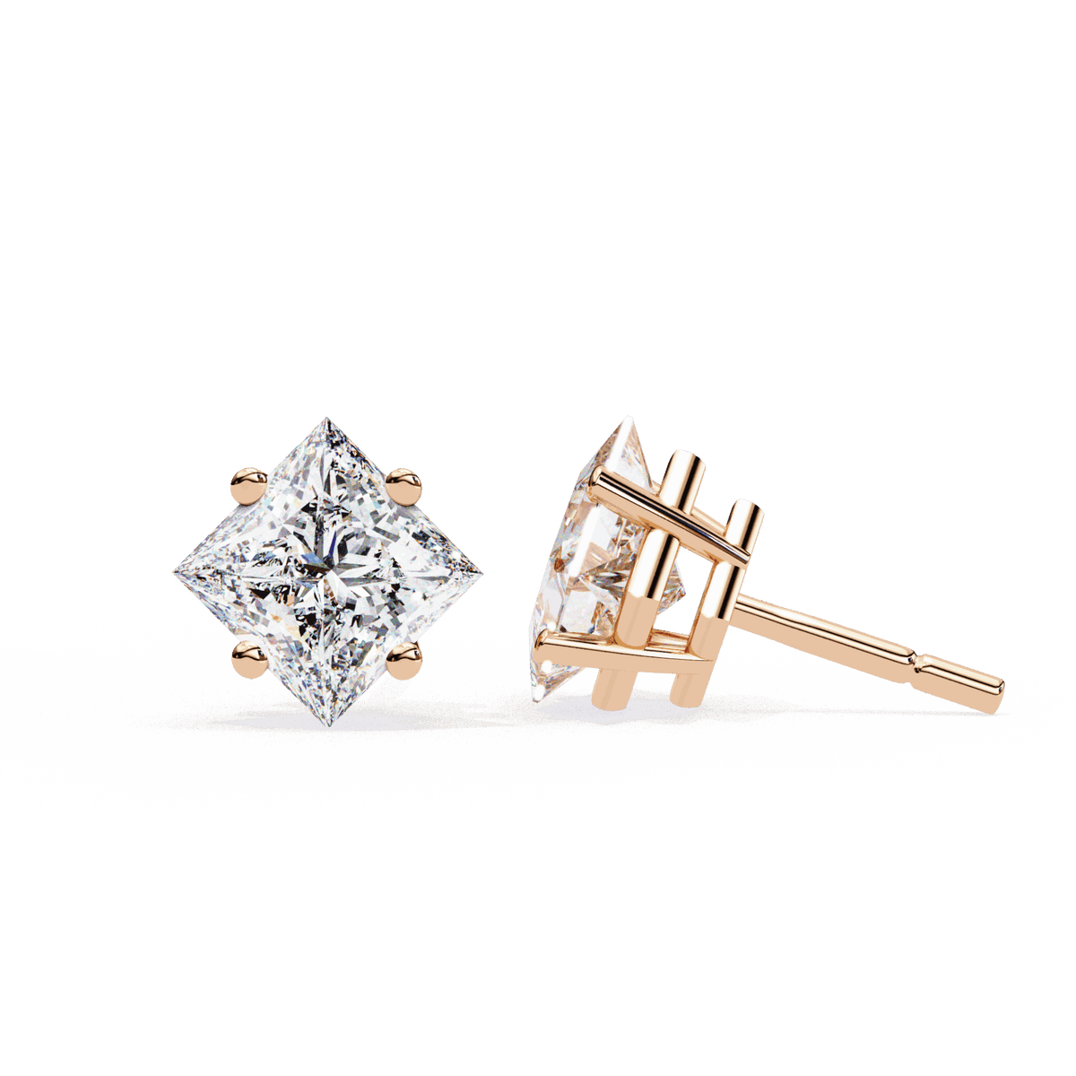 2.5 Carat Princess Solitaire Earrings in Moissanite | House of Estara