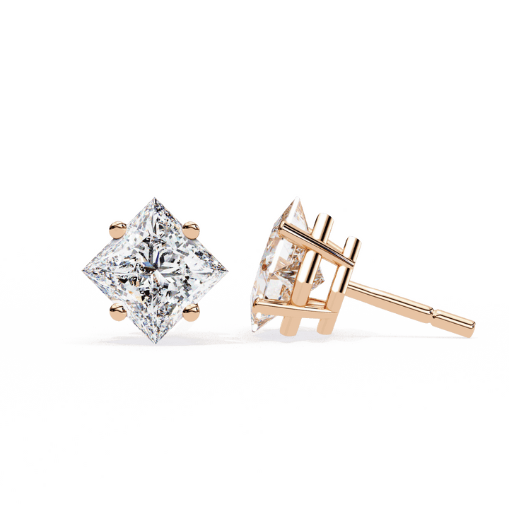 2.5 Carat Princess Solitaire Earrings in Moissanite | House of Estara