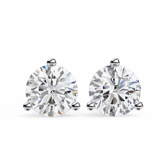 2.5 Carat Minimal Round Solitaire Earrings in Moissanite | House of Estara