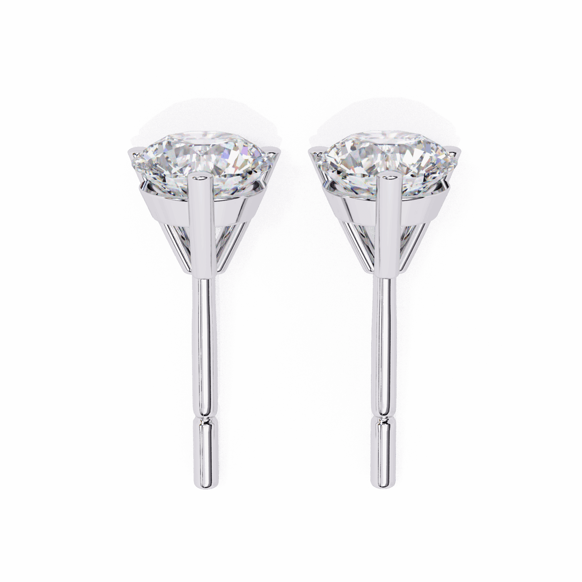 2.5 Carat Minimal Round Solitaire Earrings in Moissanite | House of Estara