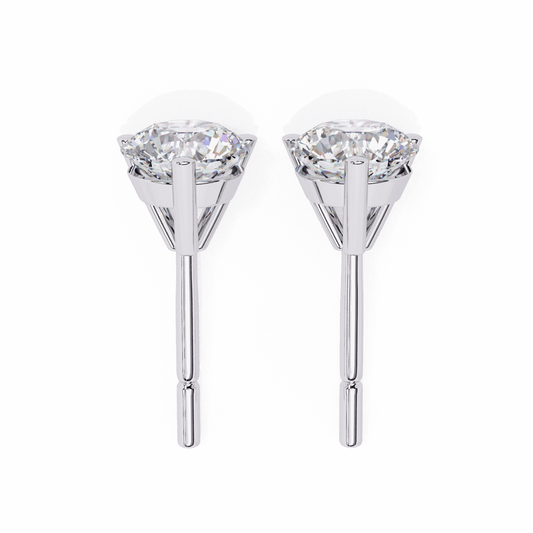 2.5 Carat Minimal Round Solitaire Earrings in Moissanite | House of Estara