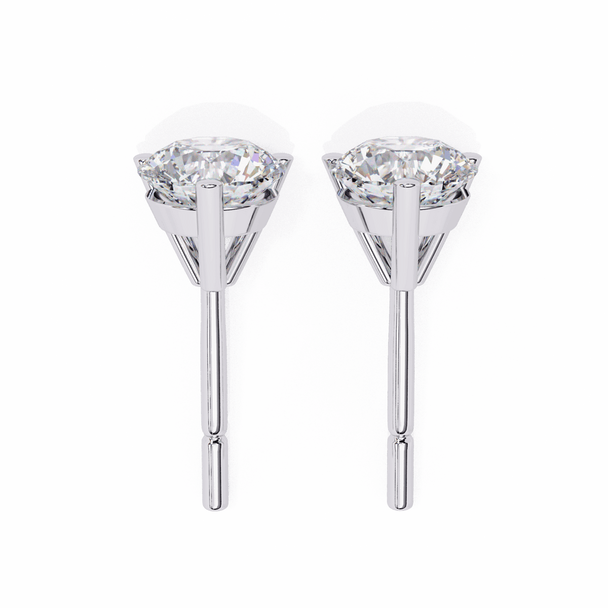 2.5 Carat Minimal Round Solitaire Earrings in Moissanite | House of Estara