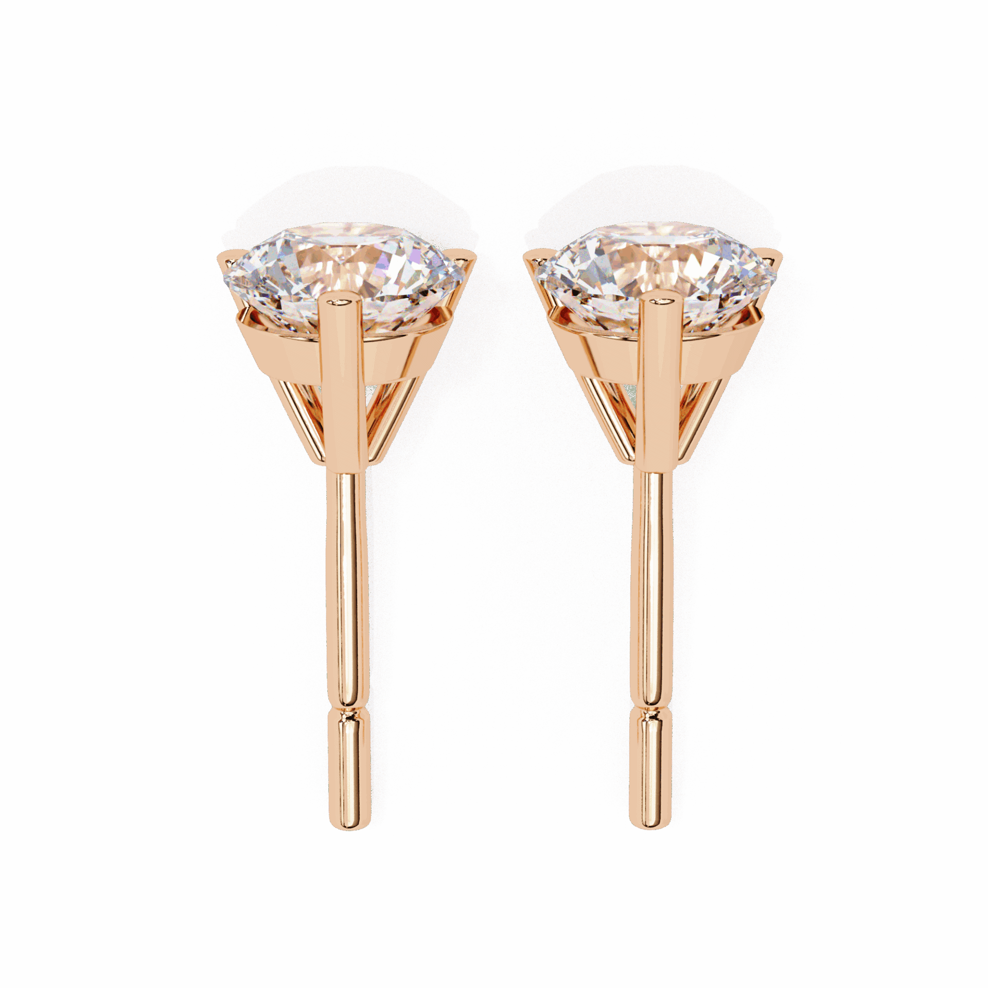 2.5 Carat Minimal Round Solitaire Earrings in Moissanite | House of Estara