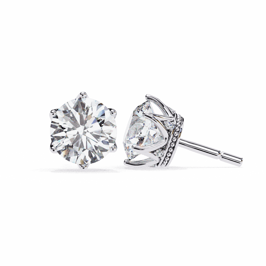 2.5 Carat Eternal Round Halo Earrings in Moissanite | House of Estara