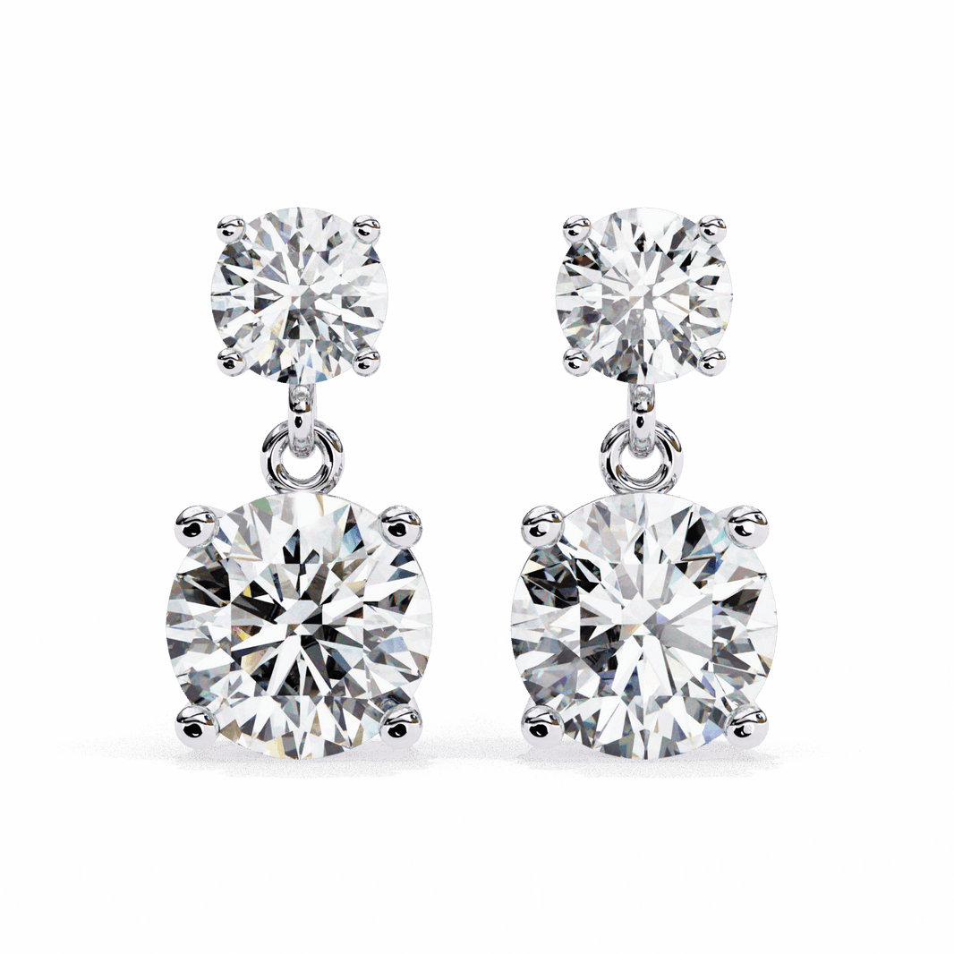 3.75 Carat Round Drop Earrings in Moissanite | House of Estara