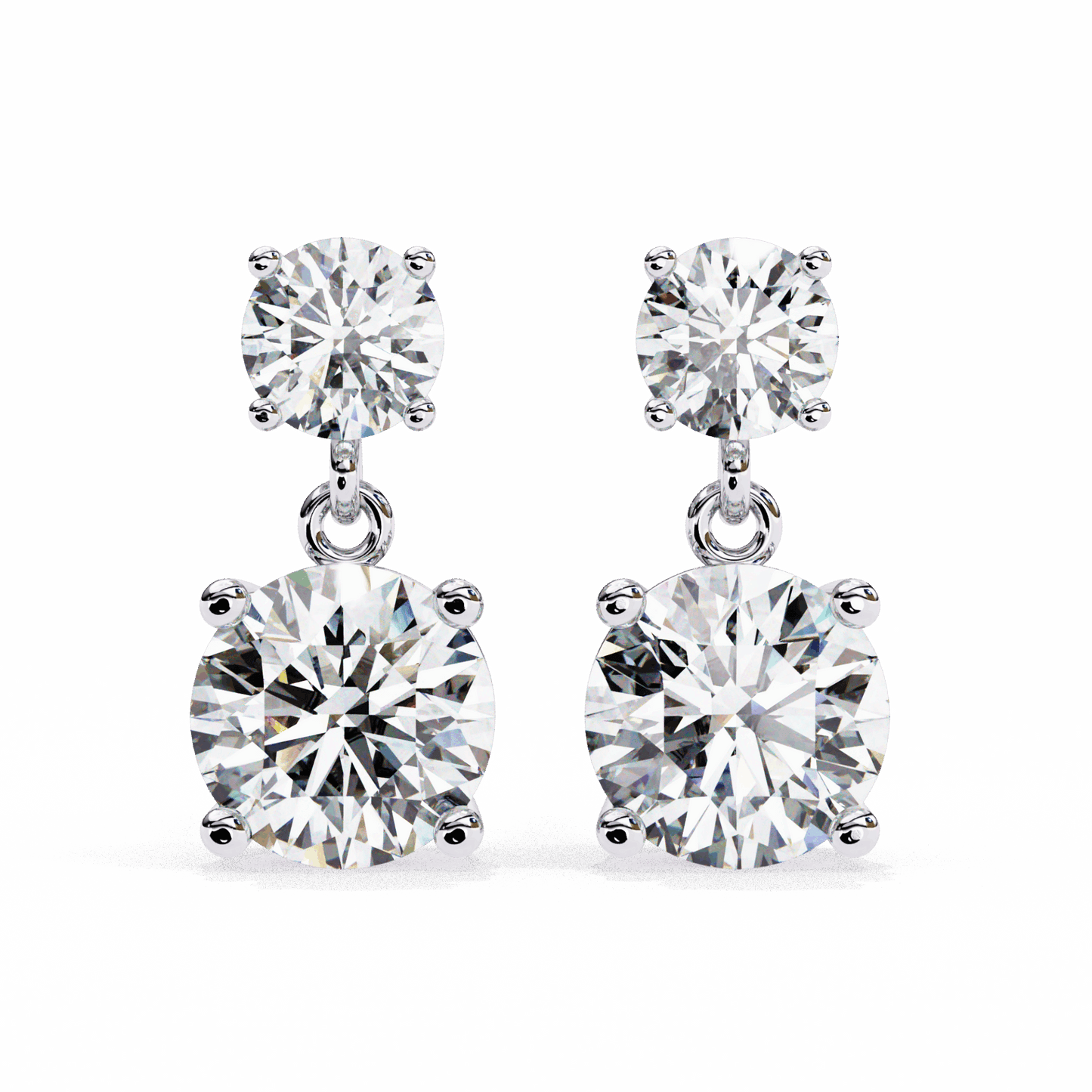 3.75 Carat Round Drop Earrings in Moissanite | House of Estara