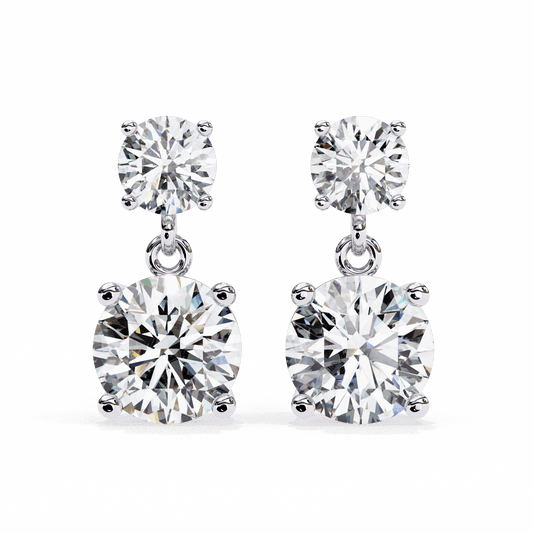 3.75 Carat Round Drop Earrings in Moissanite | House of Estara