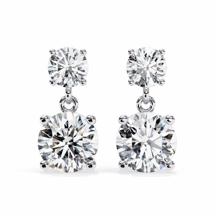3.75 Carat Round Drop Earrings in Moissanite | House of Estara