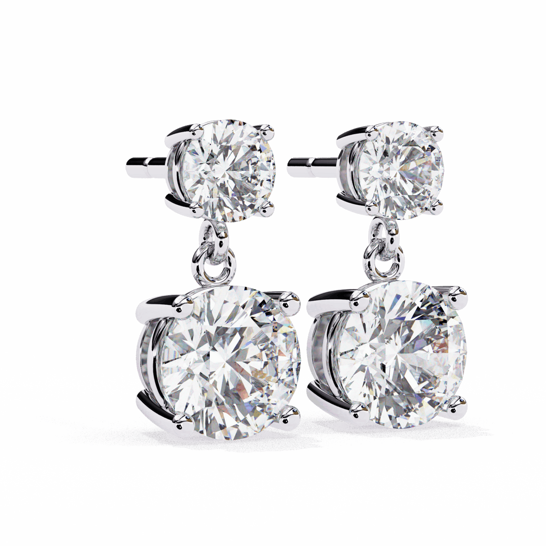 3.75 Carat Round Drop Earrings in Moissanite | House of Estara