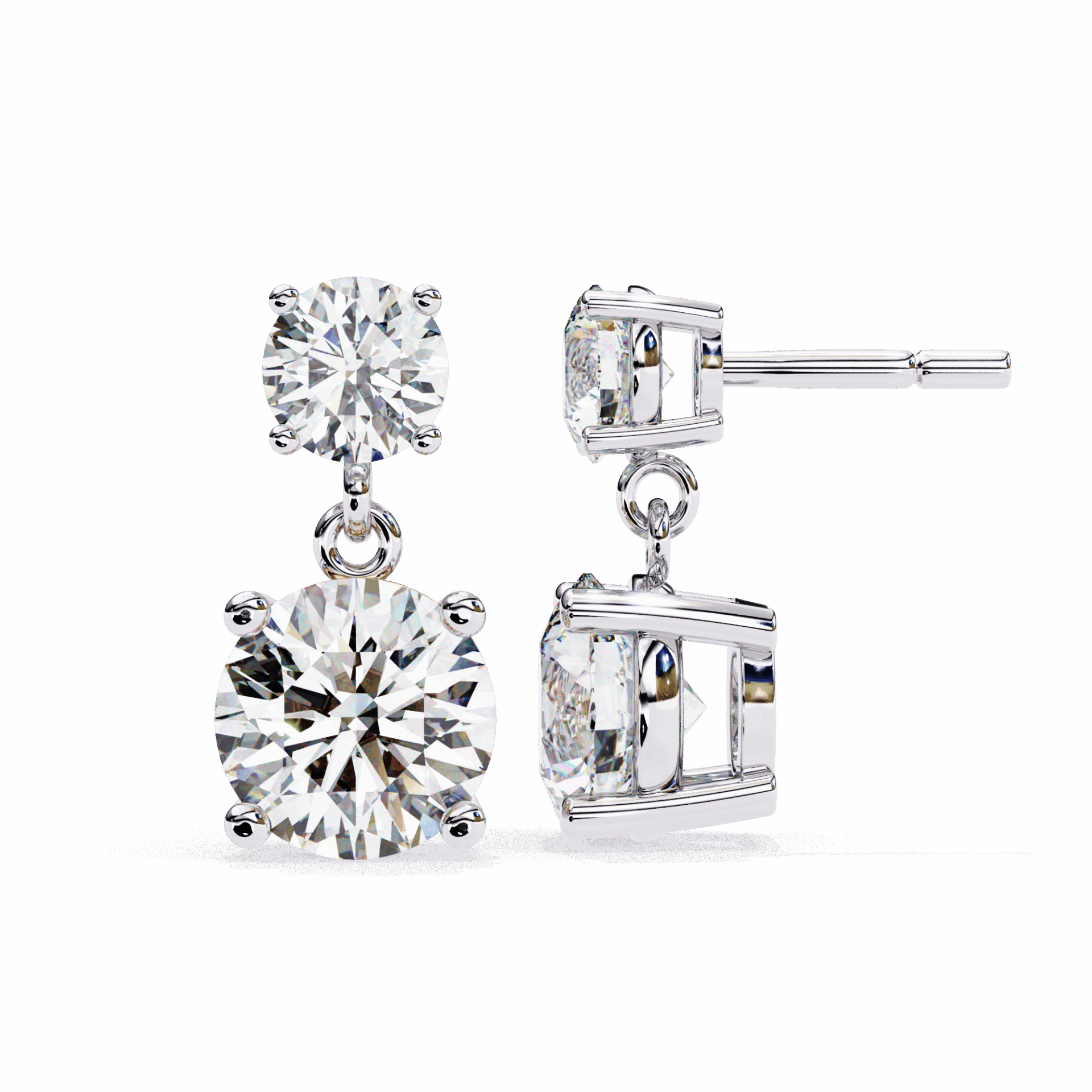 3.75 Carat Round Drop Earrings in Moissanite | House of Estara