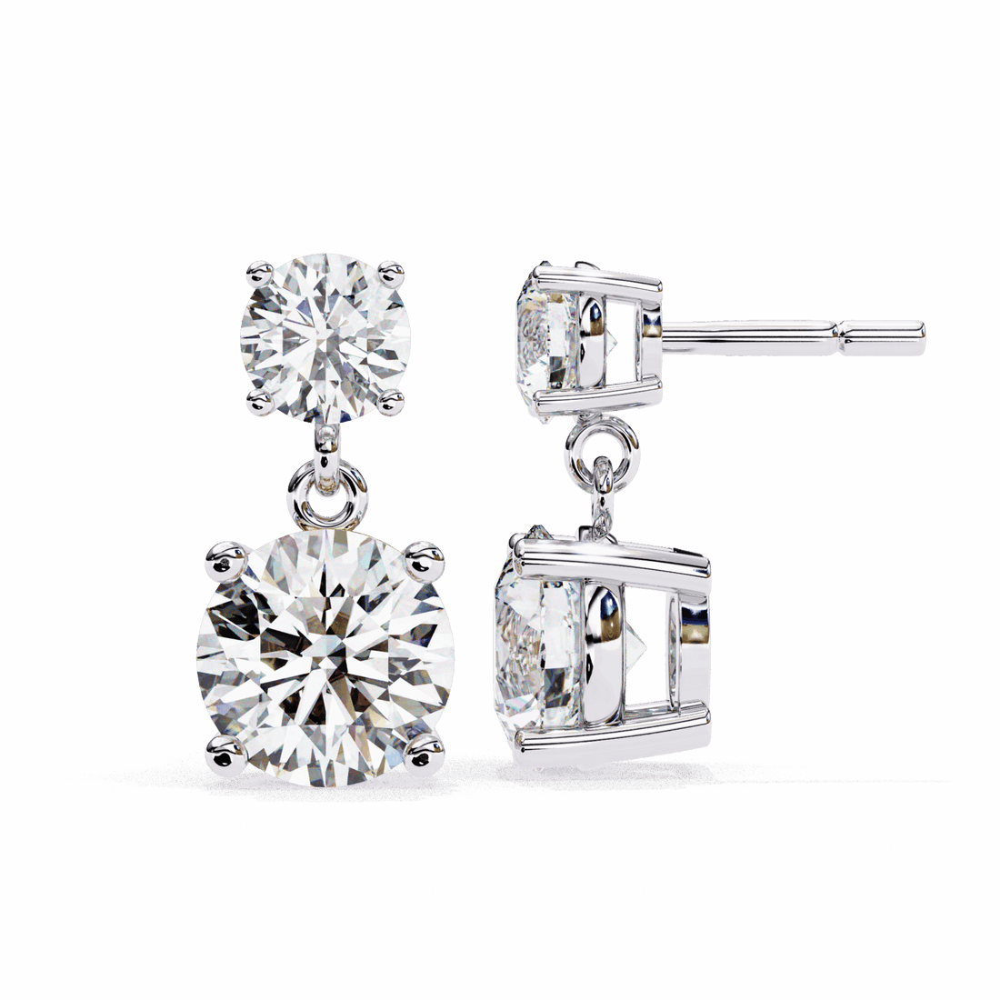3.75 Carat Round Drop Earrings in Moissanite | House of Estara