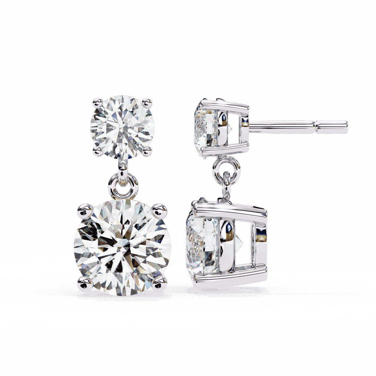 3.75 Carat Round Drop Earrings in Moissanite | House of Estara