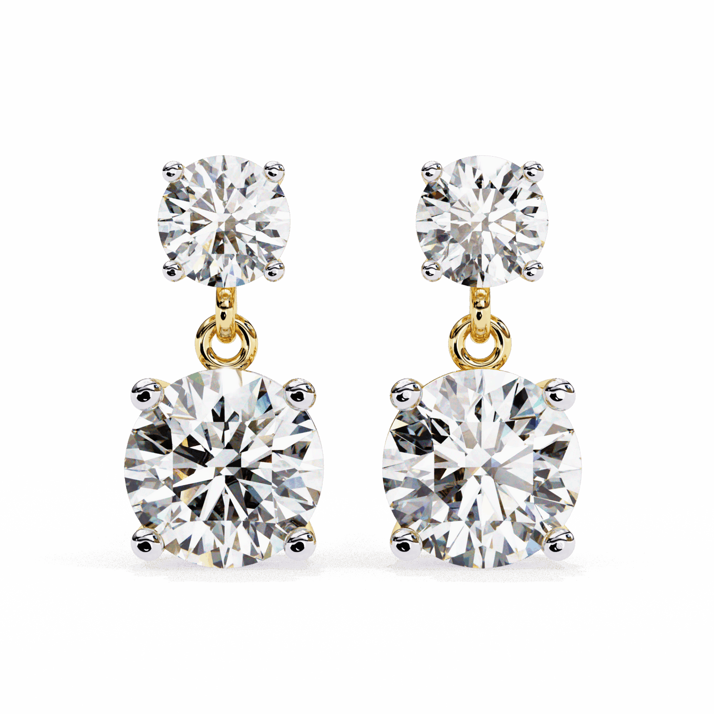 3.75 Carat Round Drop Earrings in Moissanite | House of Estara