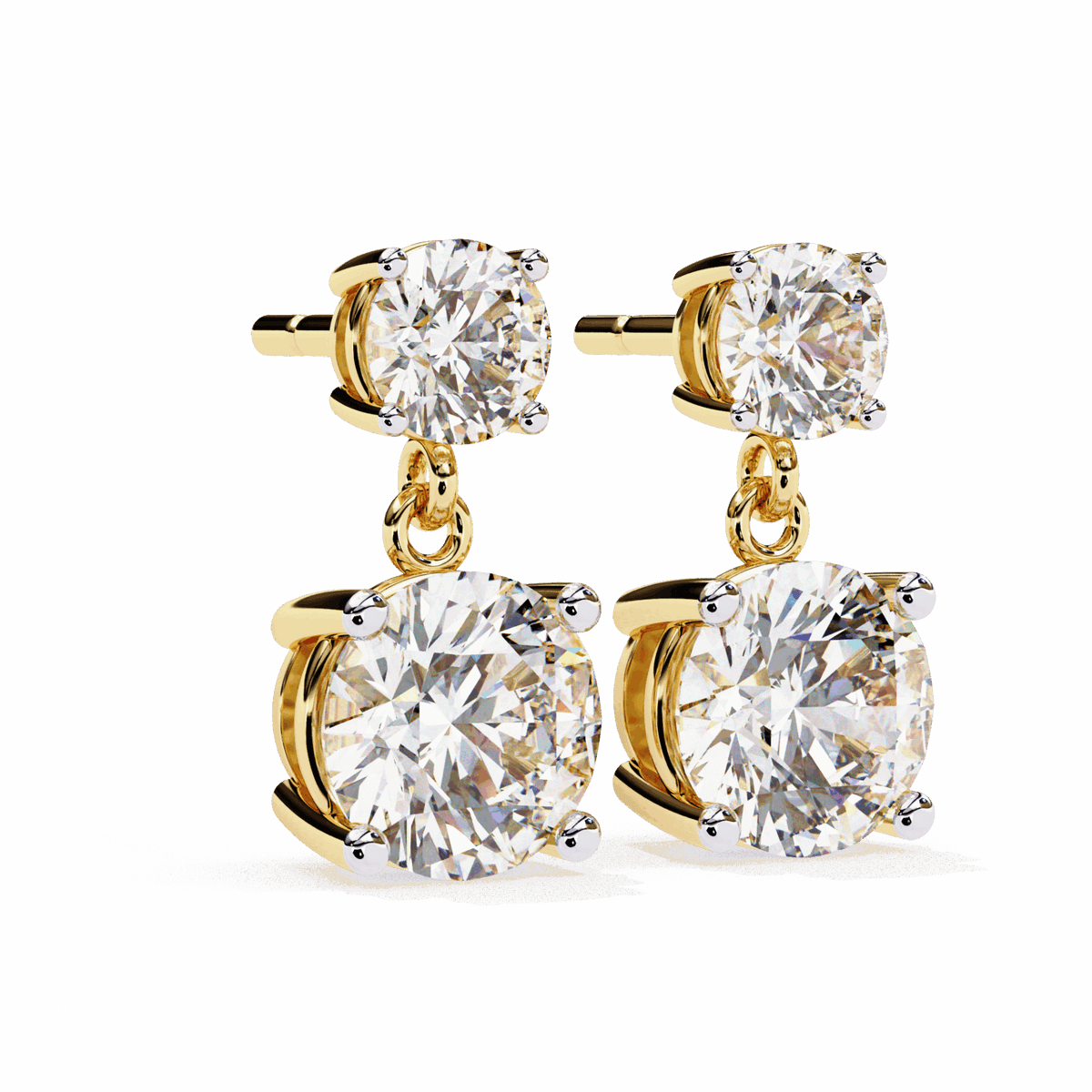 3.75 Carat Round Drop Earrings in Moissanite | House of Estara