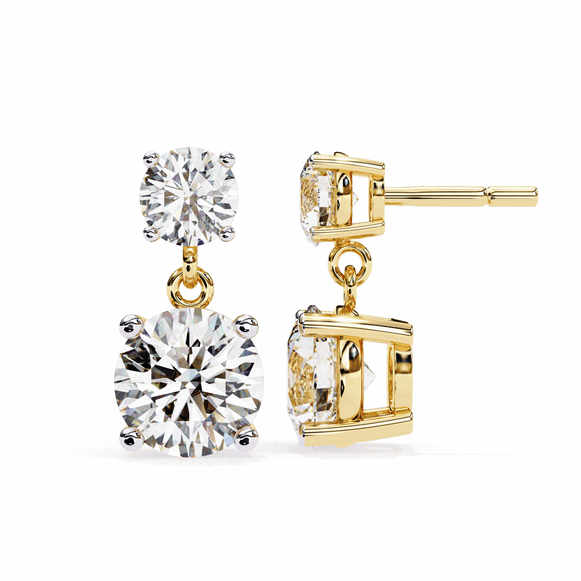 3.75 Carat Round Drop Earrings in Moissanite | House of Estara