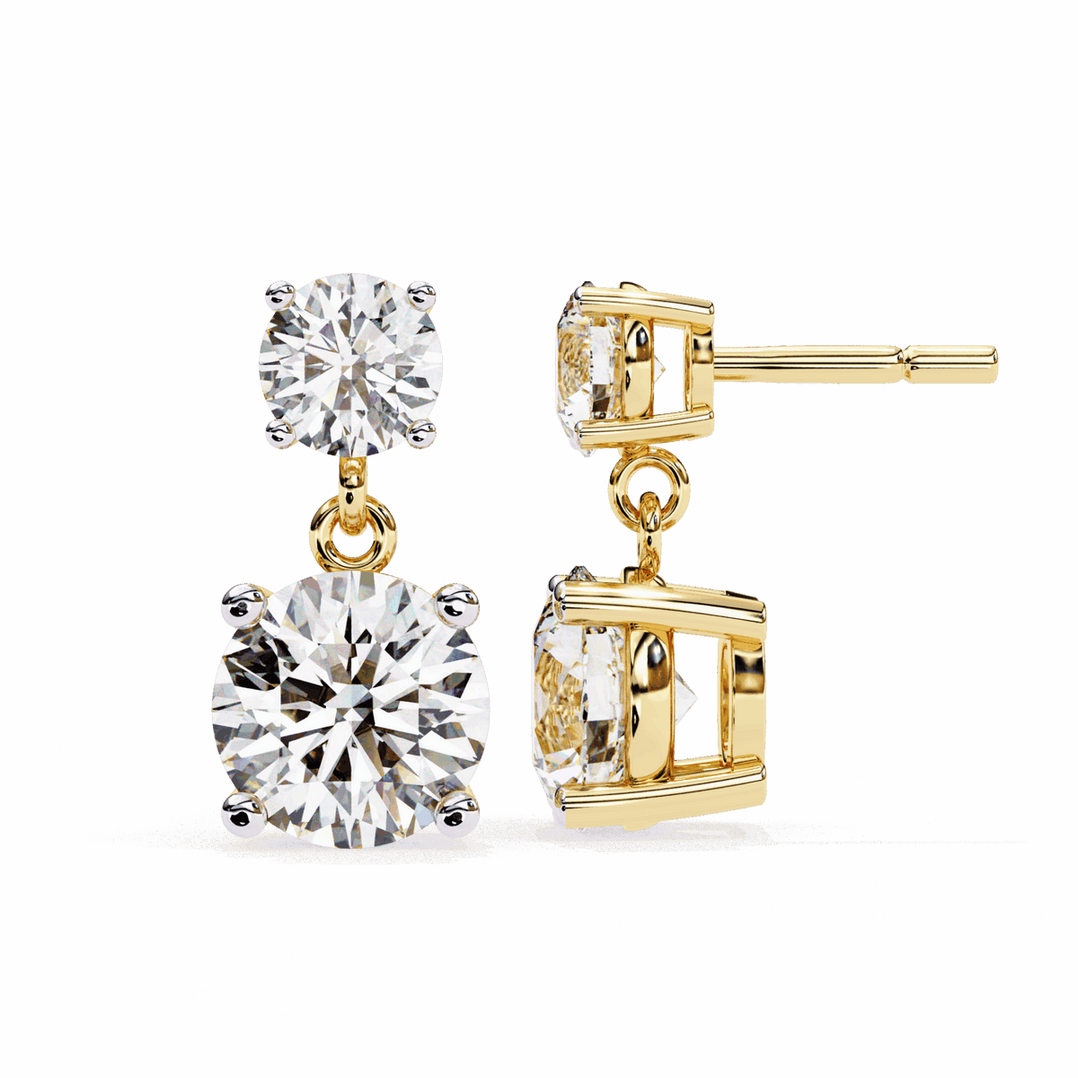 3.75 Carat Round Drop Earrings in Moissanite | House of Estara
