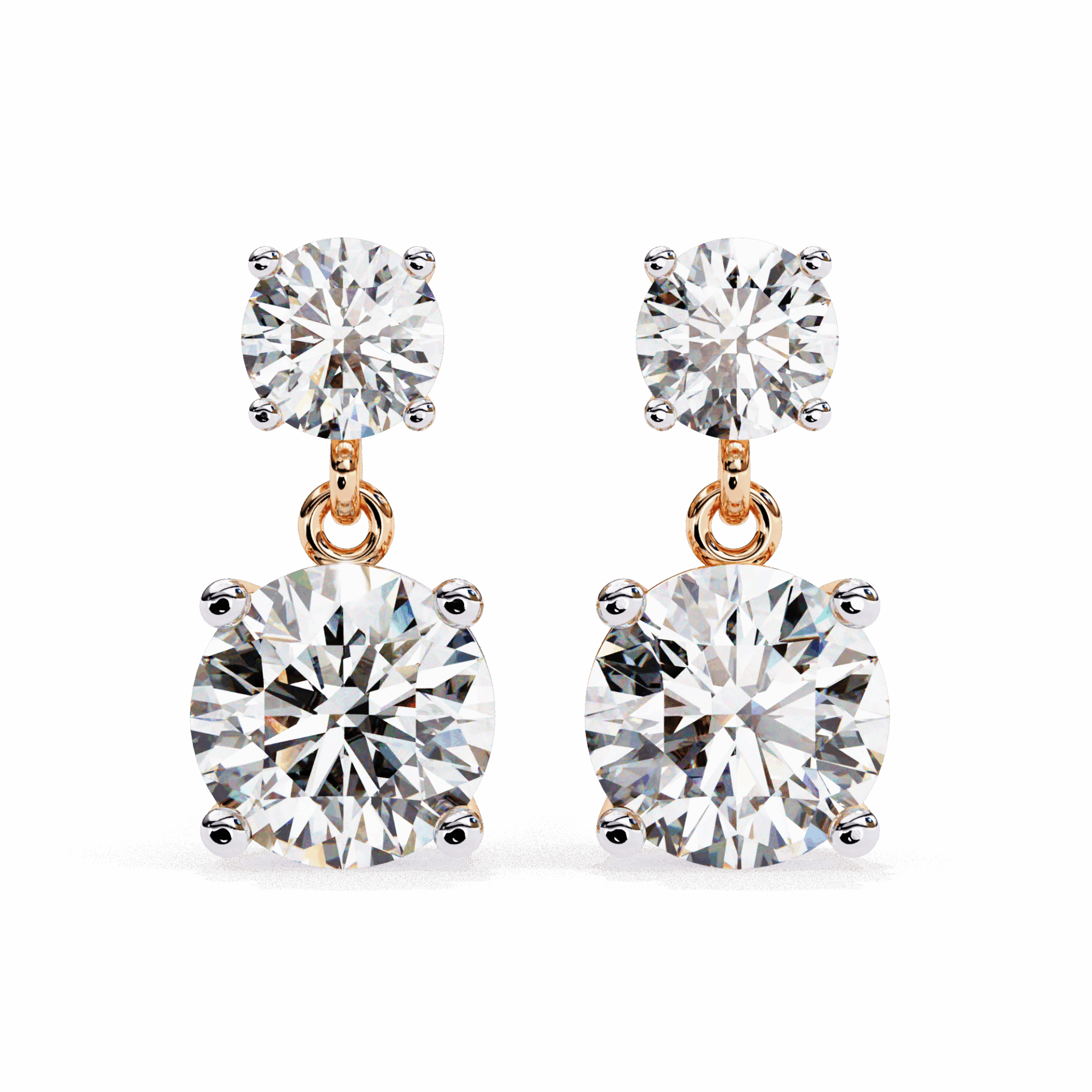 3.75 Carat Round Drop Earrings in Moissanite | House of Estara