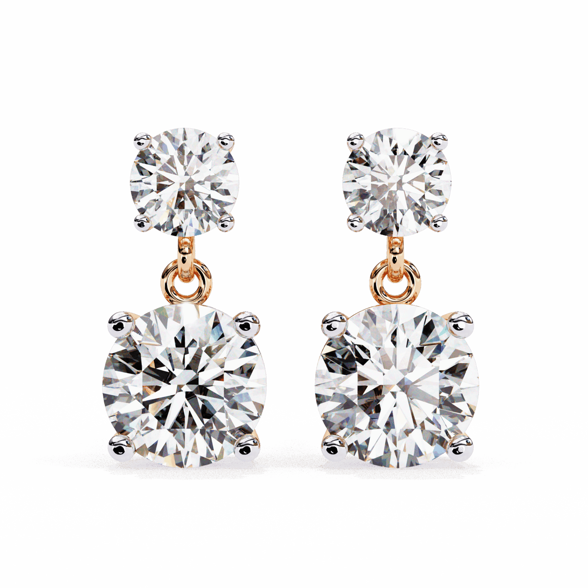 3.75 Carat Round Drop Earrings in Moissanite | House of Estara