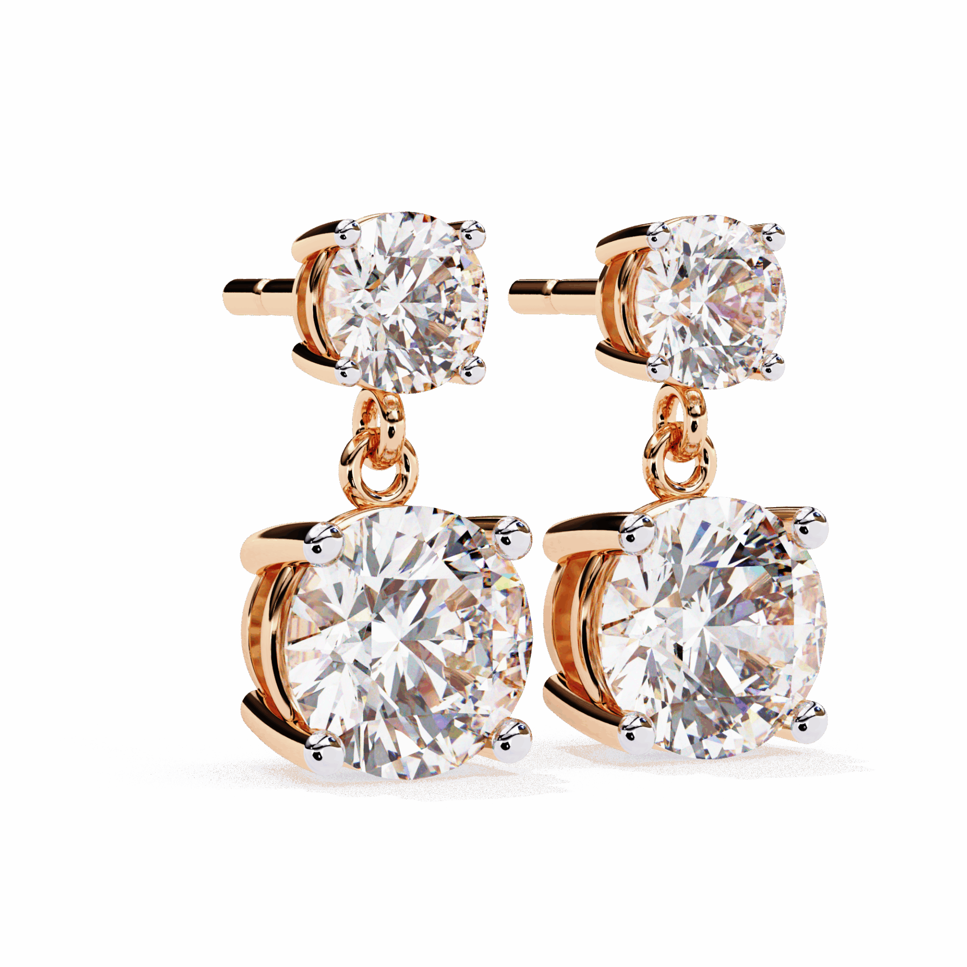 3.75 Carat Round Drop Earrings in Moissanite | House of Estara
