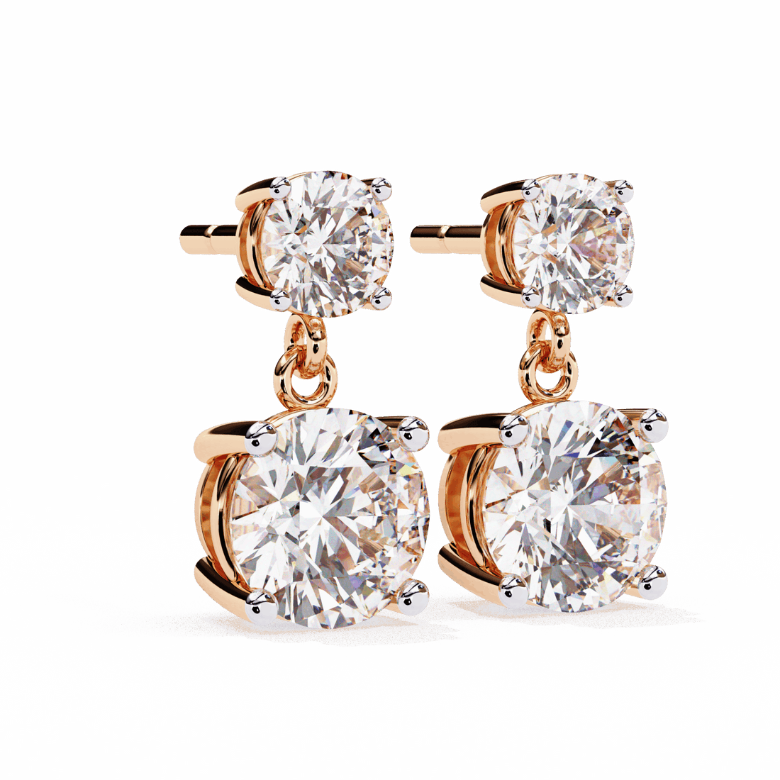 3.75 Carat Round Drop Earrings in Moissanite | House of Estara