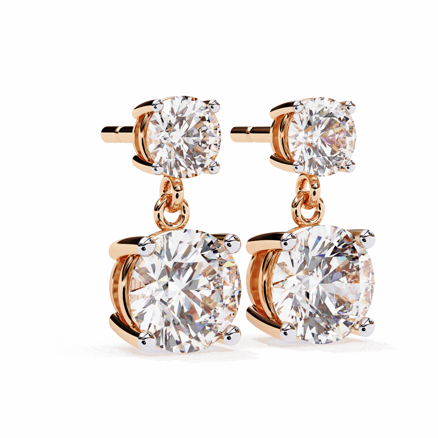 3.75 Carat Round Drop Earrings in Moissanite | House of Estara