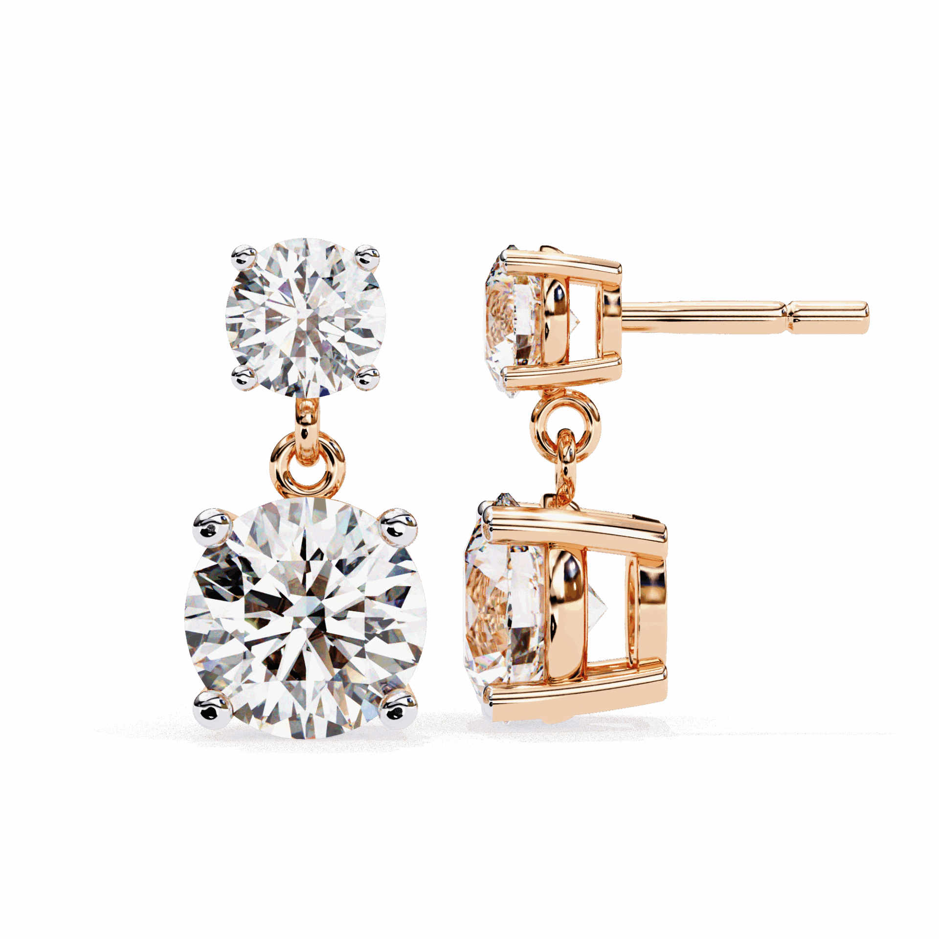 3.75 Carat Round Drop Earrings in Moissanite | House of Estara