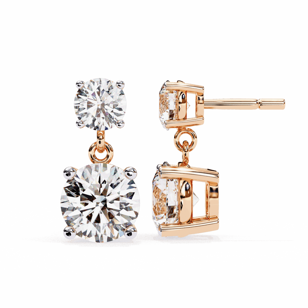 3.75 Carat Round Drop Earrings in Moissanite | House of Estara