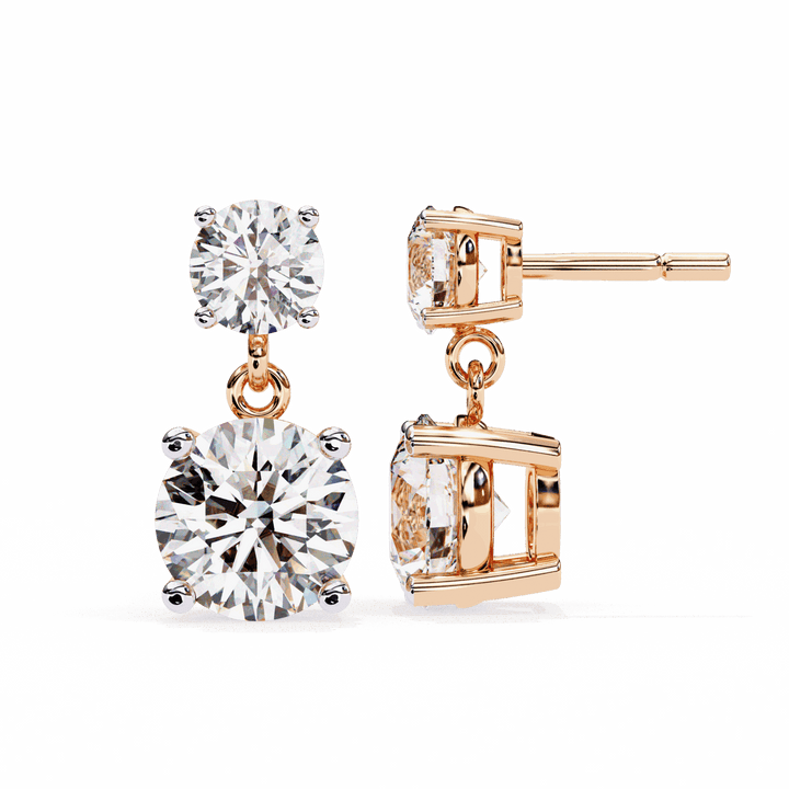 3.75 Carat Round Drop Earrings in Moissanite | House of Estara