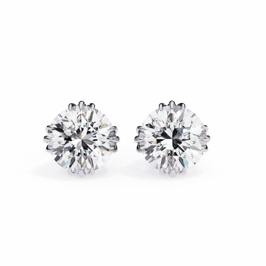 2.75 Carat Timeless Round Solitaire Earrings in Moissanite | House of Estara