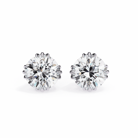2.75 Carat Timeless Round Solitaire Earrings in Moissanite | House of Estara