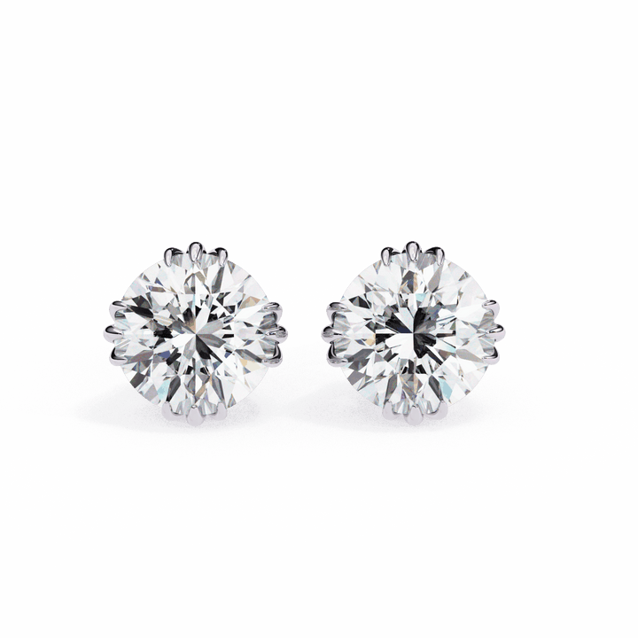 2.75 Carat Timeless Round Solitaire Earrings in Moissanite | House of Estara