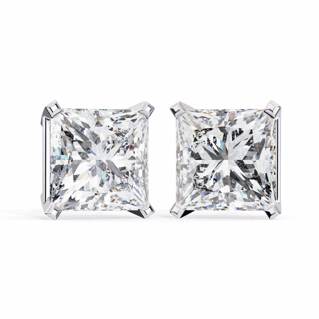 3 Carat Refined Princess Solitaire Earrings in Moissanite | House of Estara
