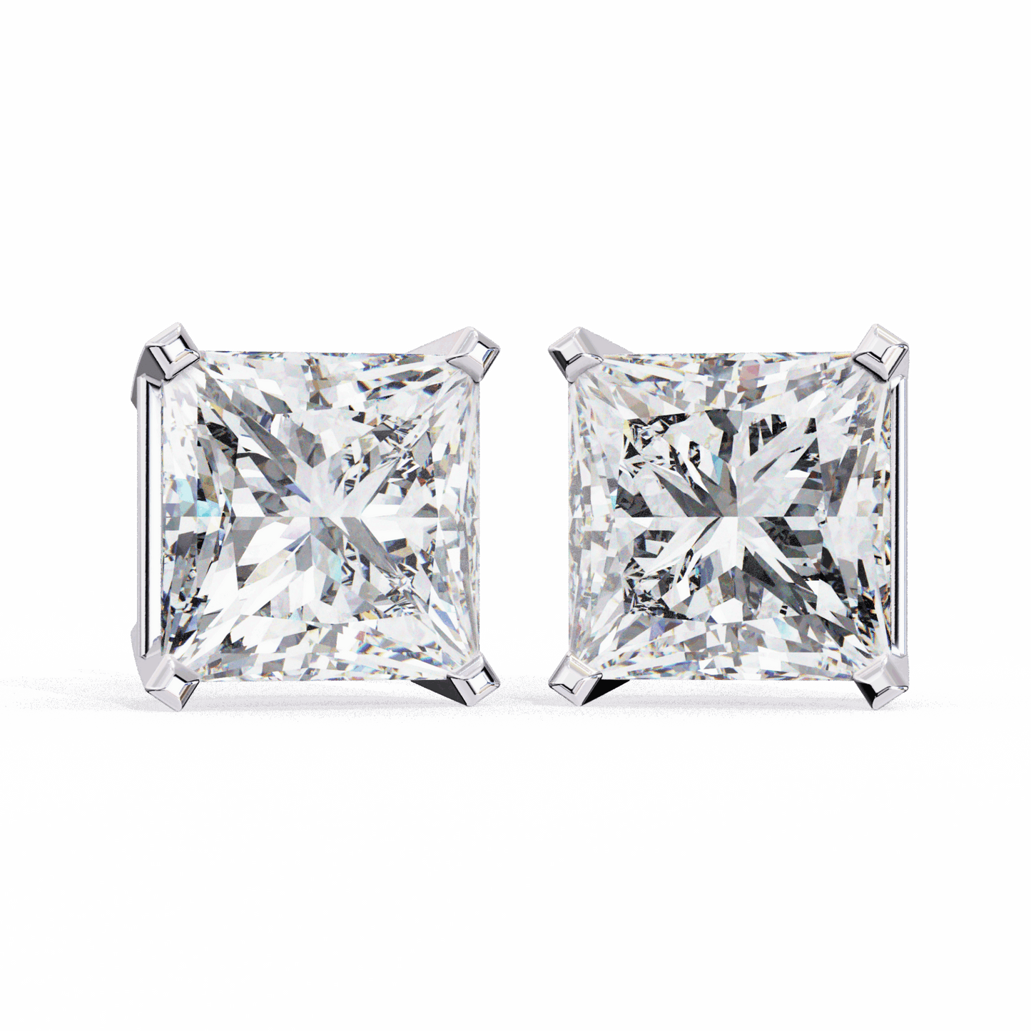 3 Carat Refined Princess Solitaire Earrings in Moissanite | House of Estara