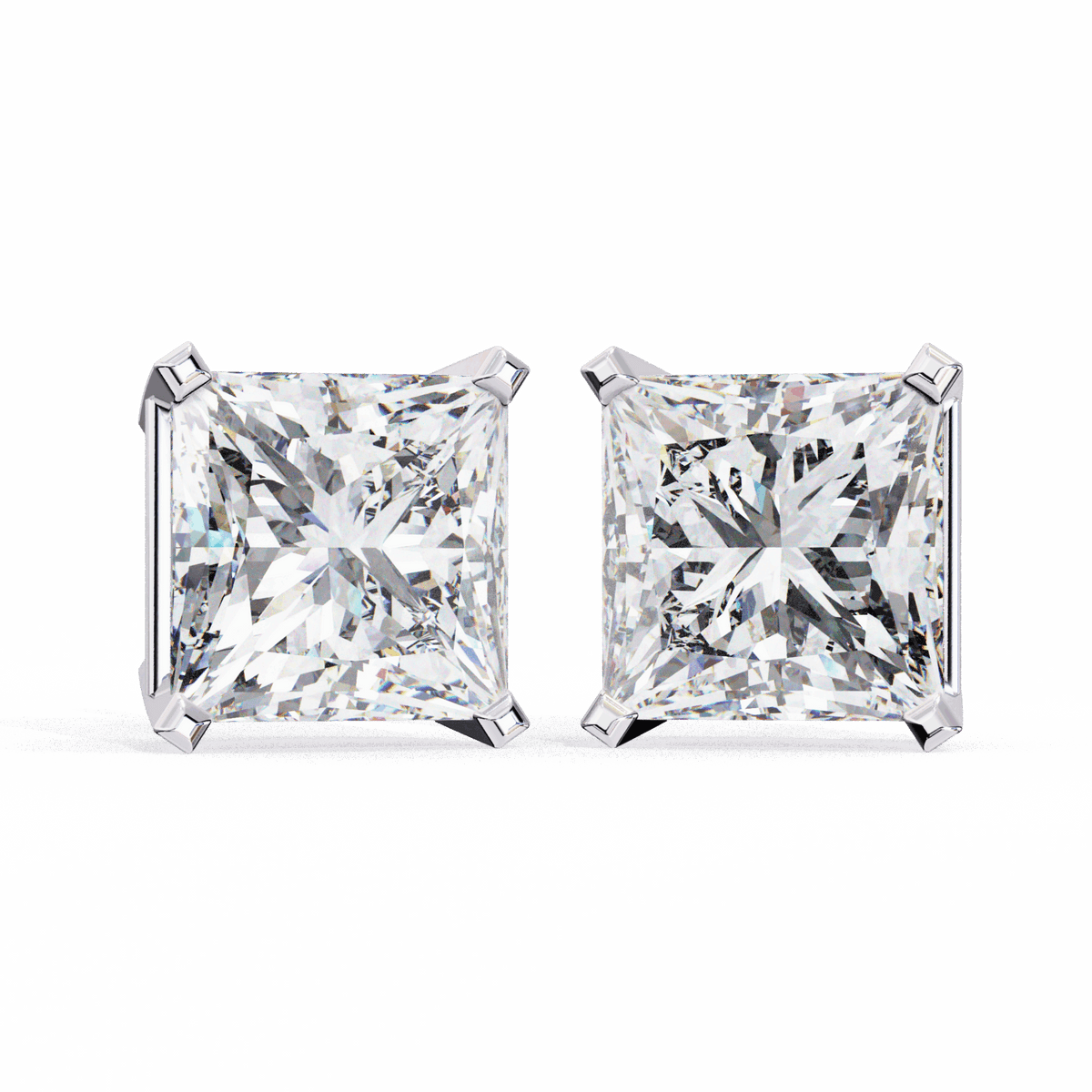 3 Carat Refined Princess Solitaire Earrings in Moissanite | House of Estara
