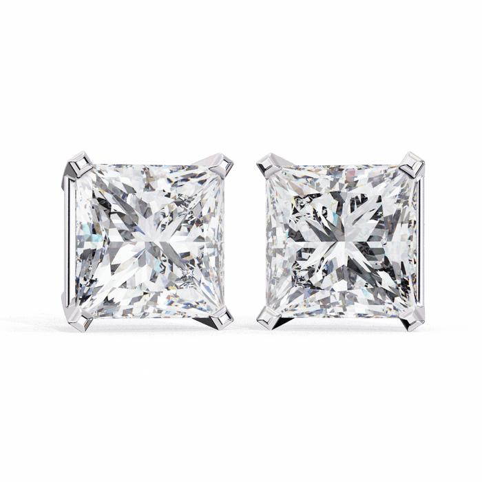 Refined Princess Solitaire Moissanite Earrings