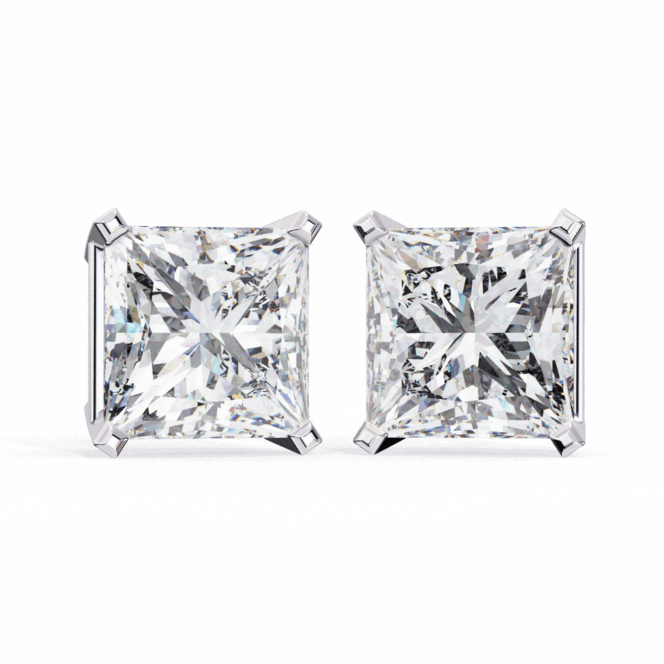 Refined Princess Solitaire Earrings
