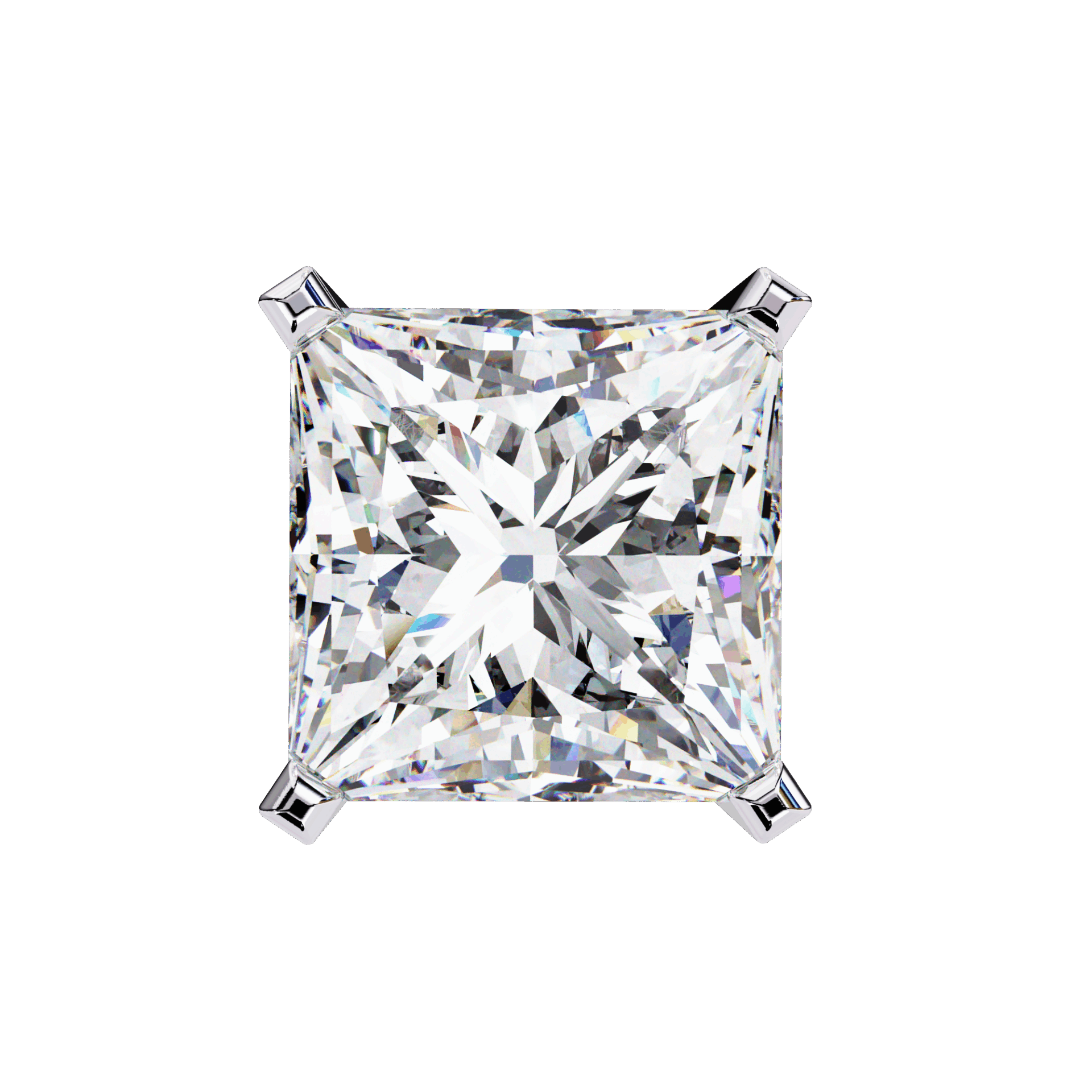 3 Carat Refined Princess Solitaire Earrings in Moissanite | House of Estara