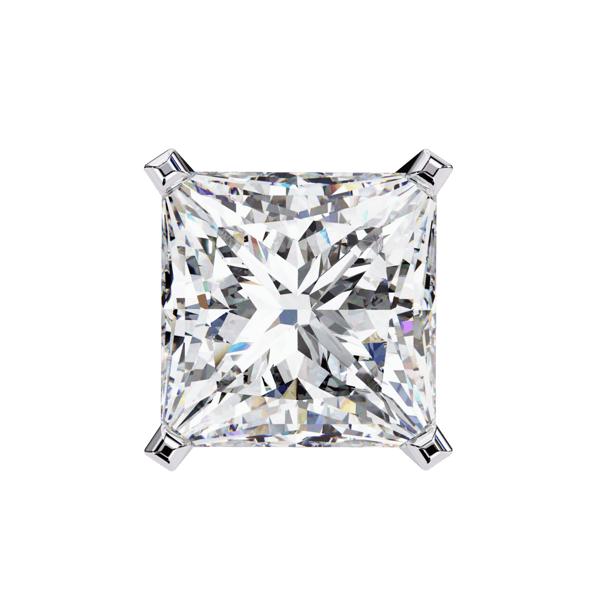 3 Carat Refined Princess Solitaire Earrings in Moissanite | House of Estara