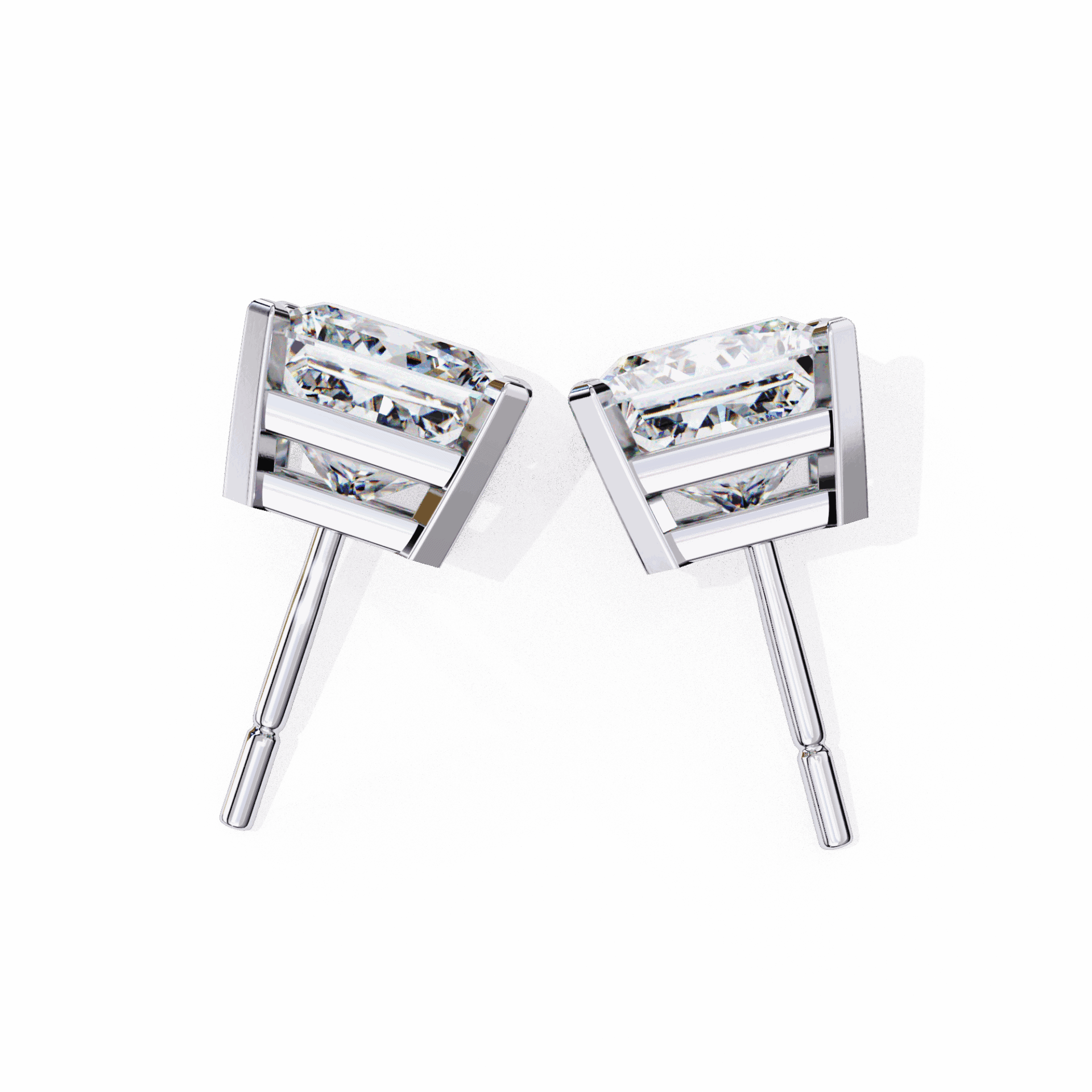 3 Carat Refined Princess Solitaire Earrings in Moissanite | House of Estara