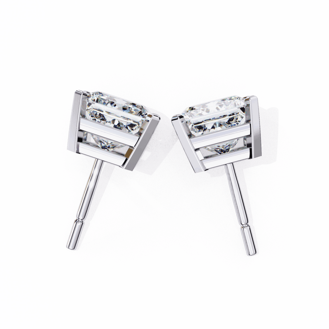 3 Carat Refined Princess Solitaire Earrings in Moissanite | House of Estara