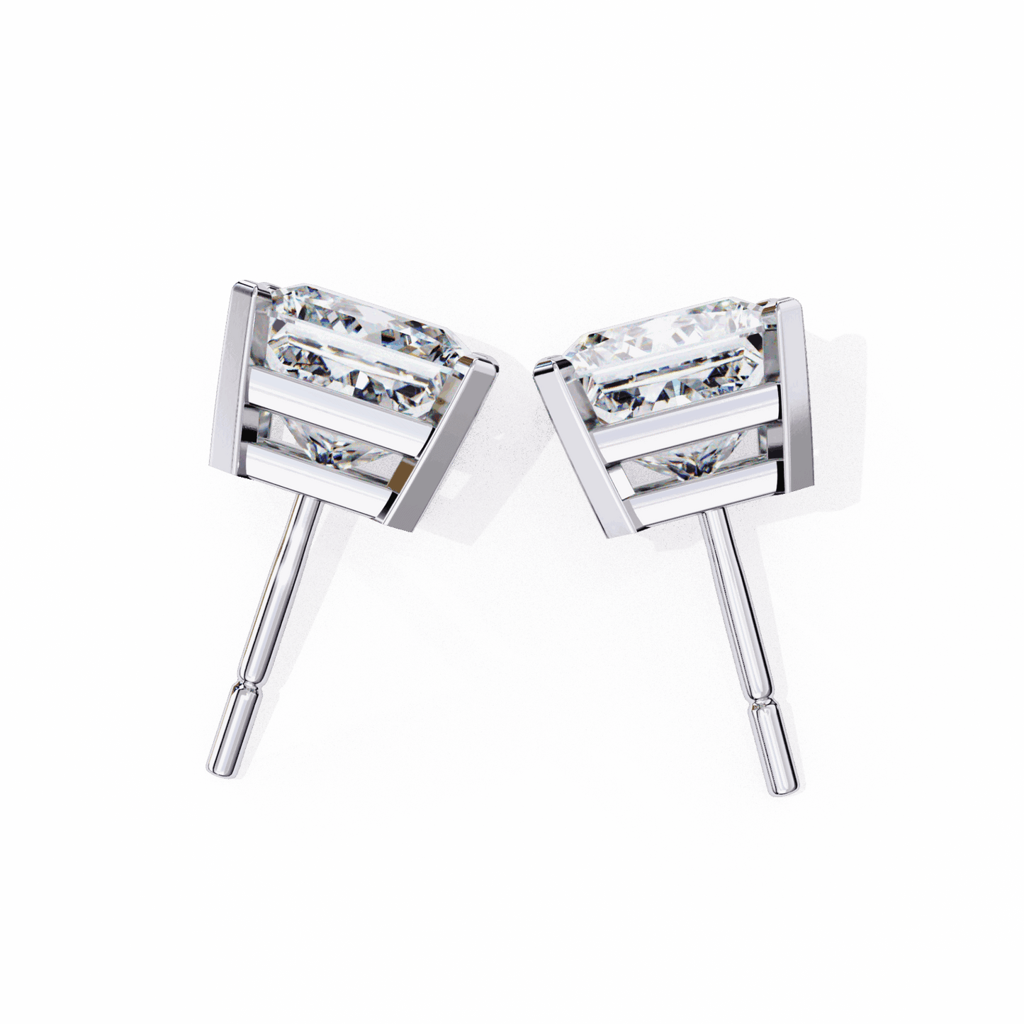 3 Carat Refined Princess Solitaire Earrings in Moissanite | House of Estara
