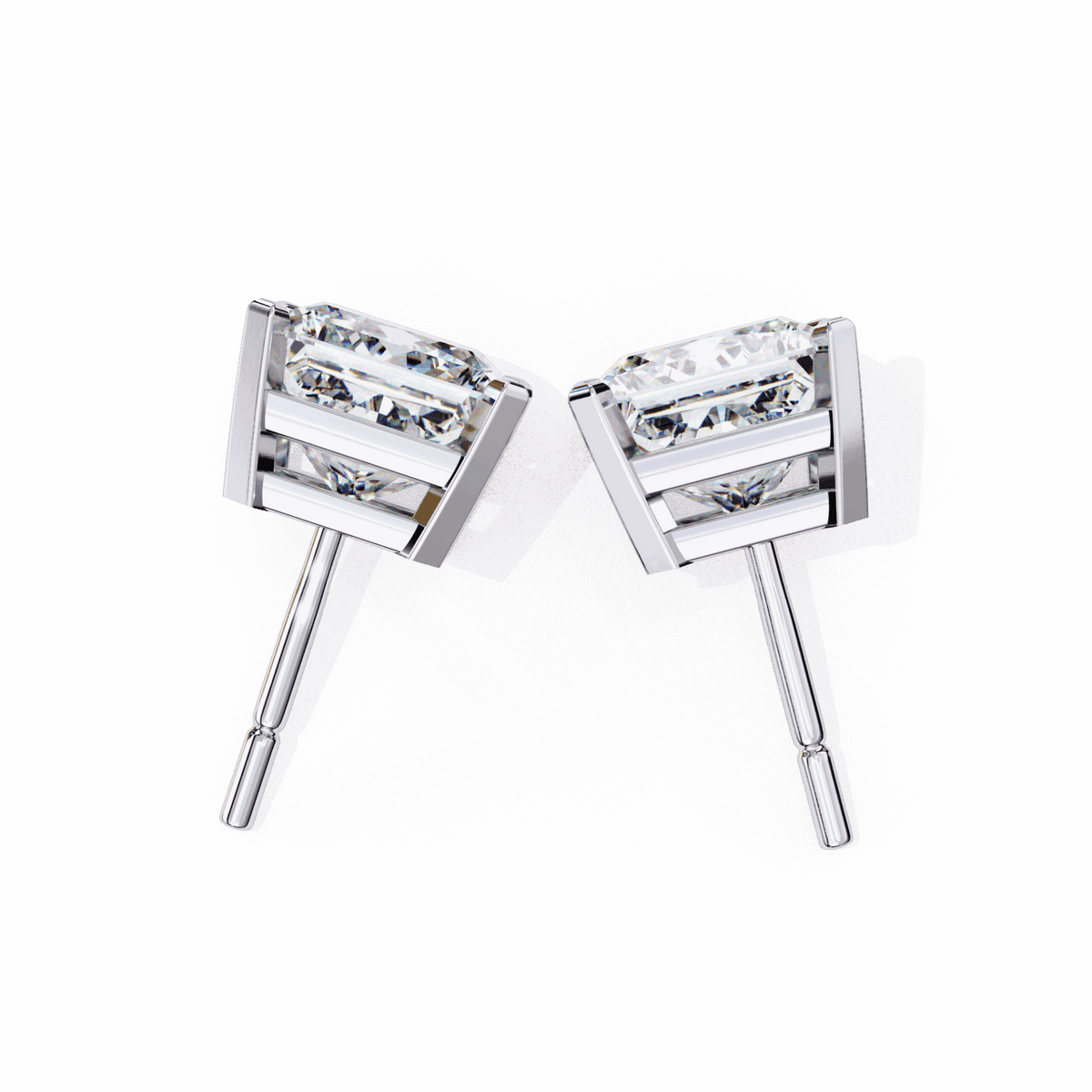 3 Carat Refined Princess Solitaire Earrings in Moissanite | House of Estara